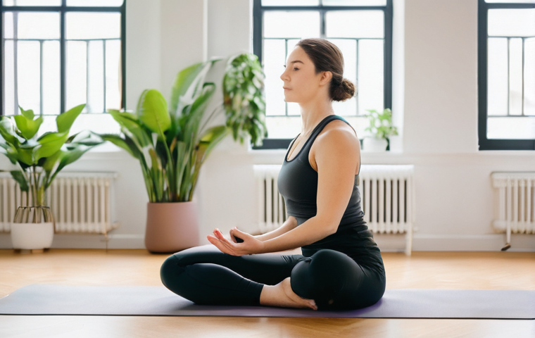 요가강사 심리 요가 지도 - **Prompt:** A compassionate female yoga instructor, in her late 30s to early 40s, with a warm and em...