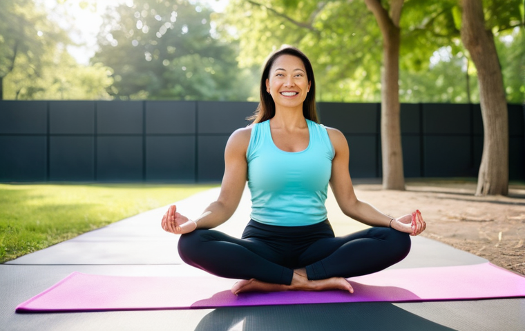 요가강사로서의 지속 가능성 - **A female yoga instructor, mid-30s, with a radiant and empathetic smile, leading a diverse group of... 요가강사로서의 지속 가능성 - **A female yoga instructor, mid-30s, with a radiant and empathetic smile, leading a diverse group of...